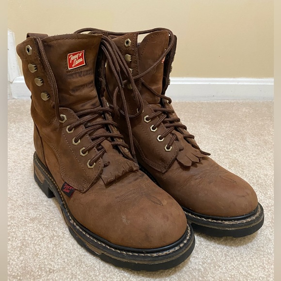 Tony Lama steel toe work boot. Suede. main image 5